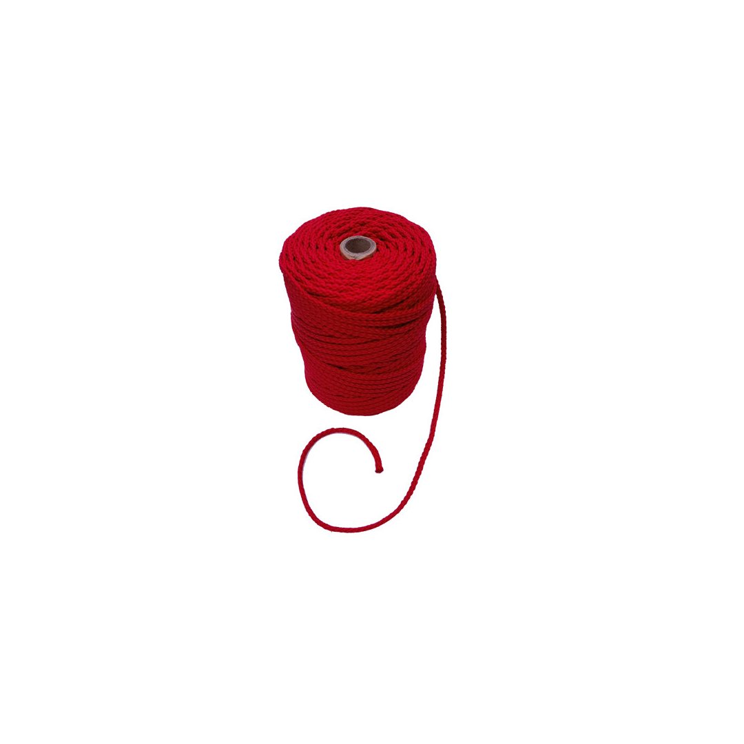 PP braided cord, Ø 4 mm – red – 100 metres on a spool
