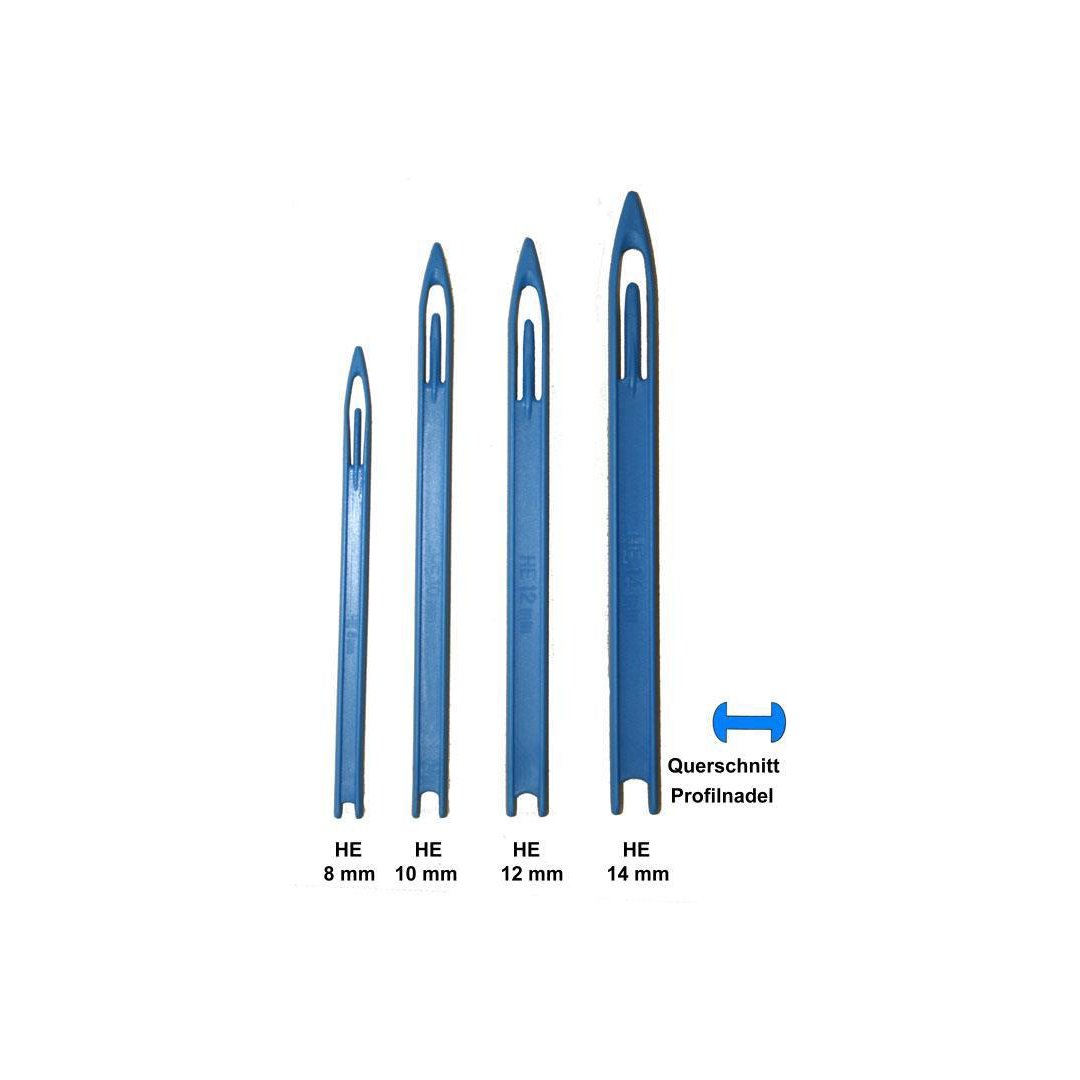 Net needle set, type HE, blue, sizes 8 to 14 mm
