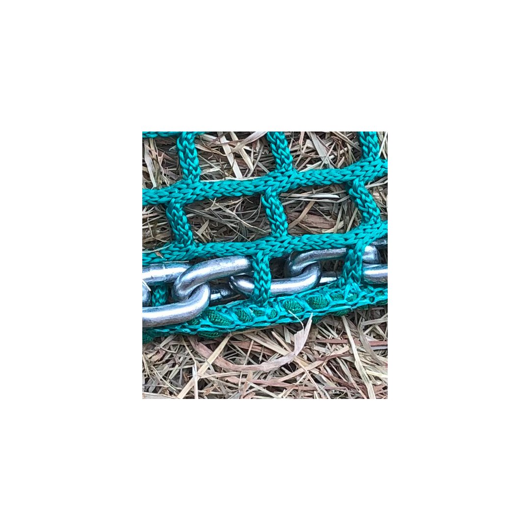 Hay net for round bales, 160 cm diameter, height 120cm, # 45 mm mesh size with galvanized iron ring attached to the net.