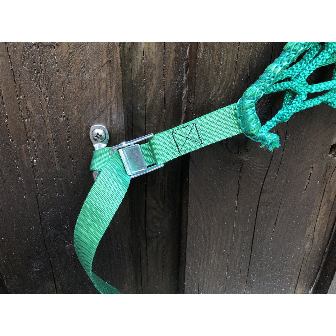 Heunetz in Taschenform mit Überschlag und GSV-Lock,  1,50 m Breite,  Höhe 1,00 m Ø 5 mm Garnstärke, # 45 mm Masche