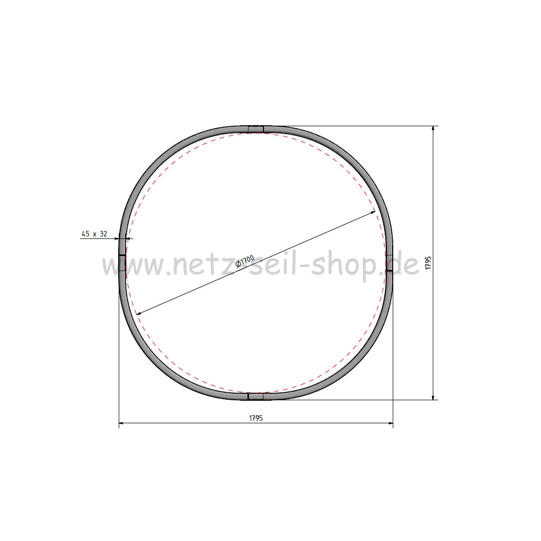 Heunetz für Rundballen, 170 cm Durchmesser, Höhe 120cm,  Ø 5 mm Garn, # 30 mm Maschenweite mit Kette am Netz befestigt