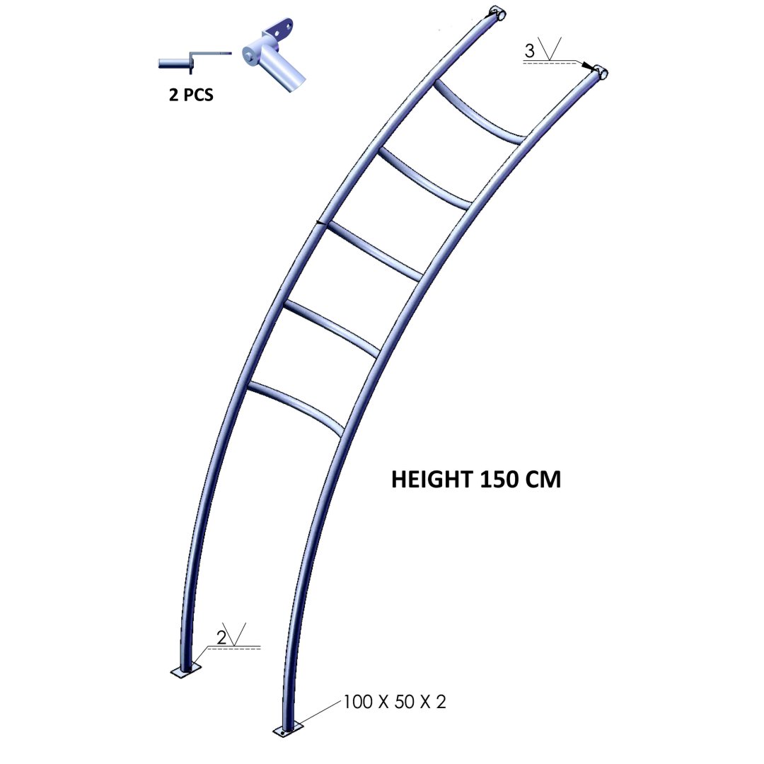 Stainless steel bow ladder, different heights