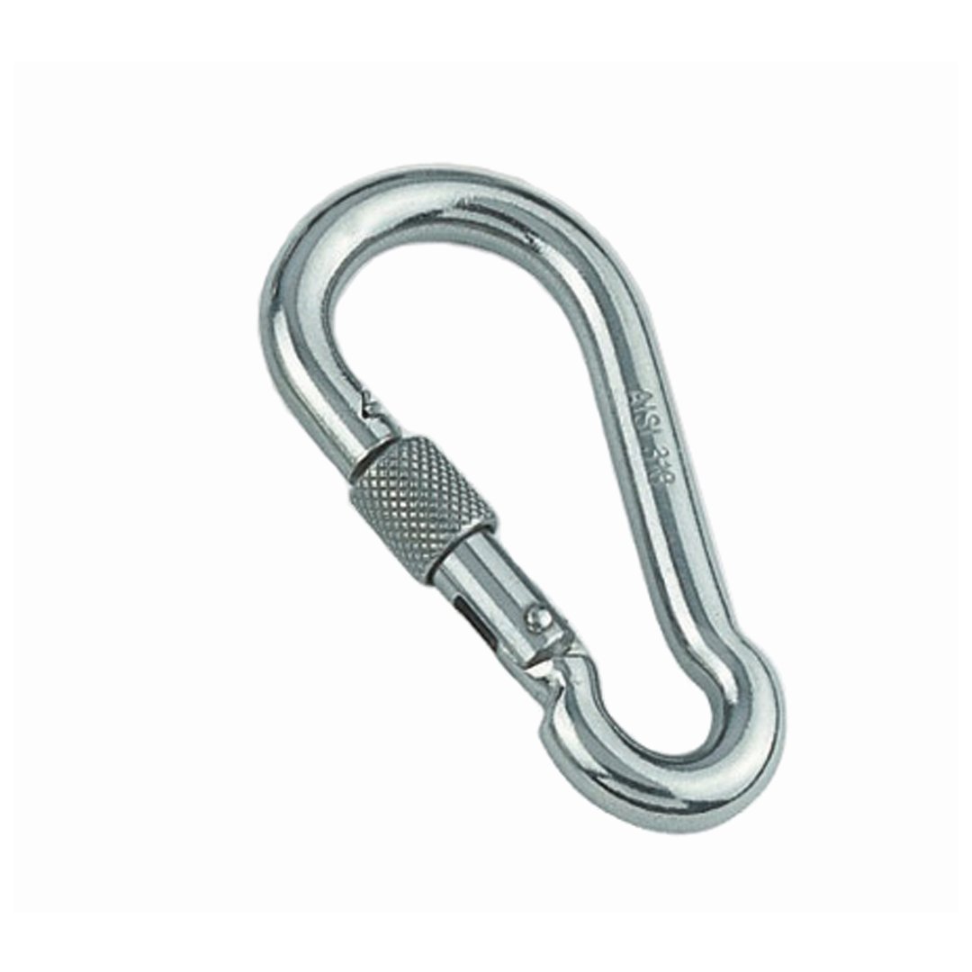 Karabinerhaken mit Sicherheitsmutter A4  5x50mm