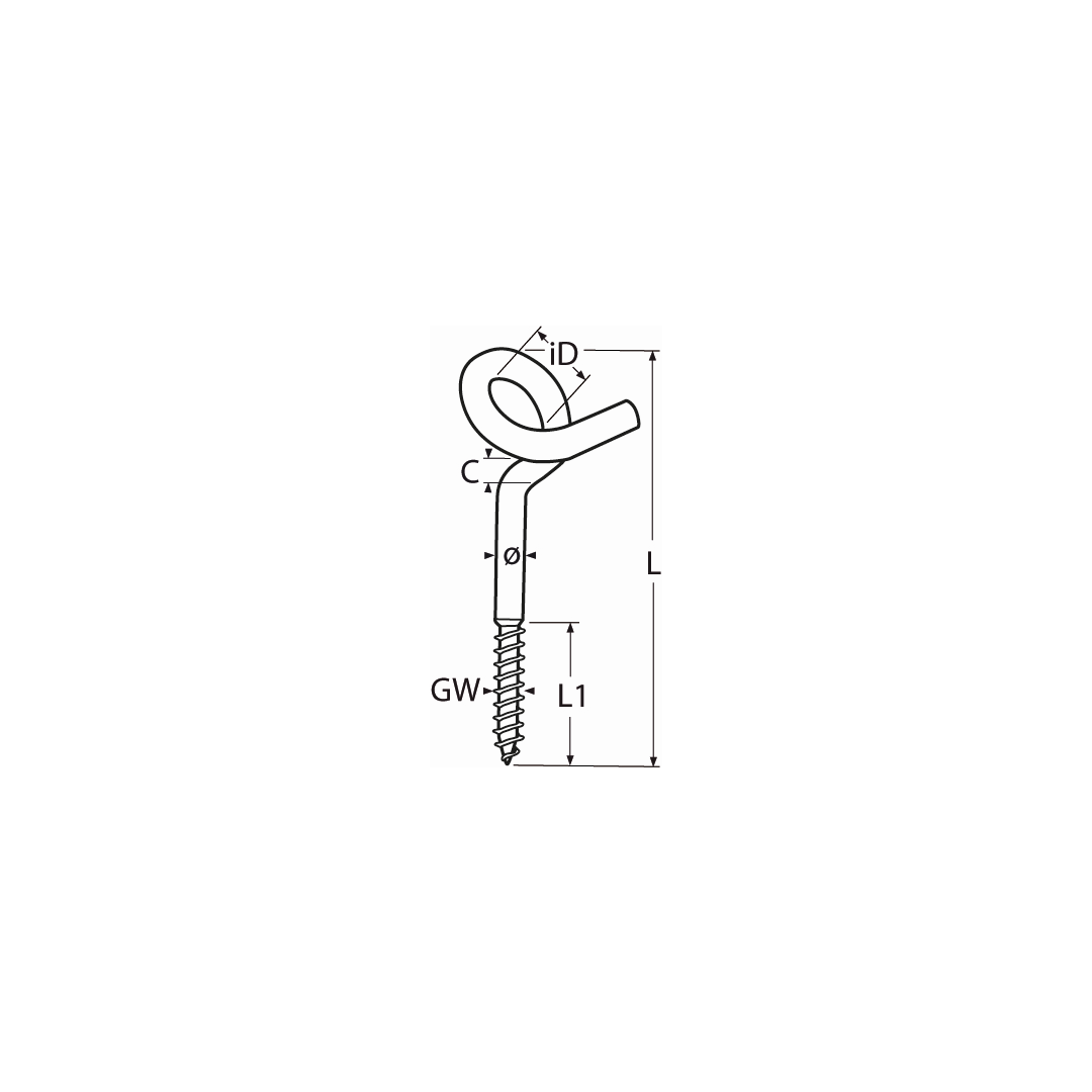 10 STCK / PCS. Curl hook with wood thread A2  10.8x120mm