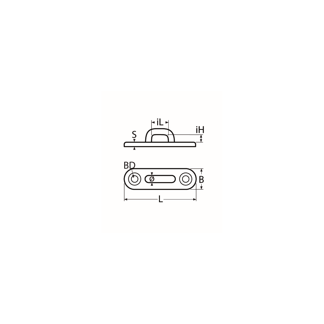 Decksplatte oval A4  100x36mm, Bügel 8,5mm
