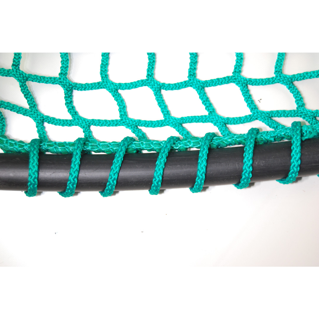 Heunetz für Rundballen, 140 cm Durchmesser, Höhe 120cm,  Ø 5 mm Garn, # 80 mm Maschenweite mit Kette am Netz befestigt