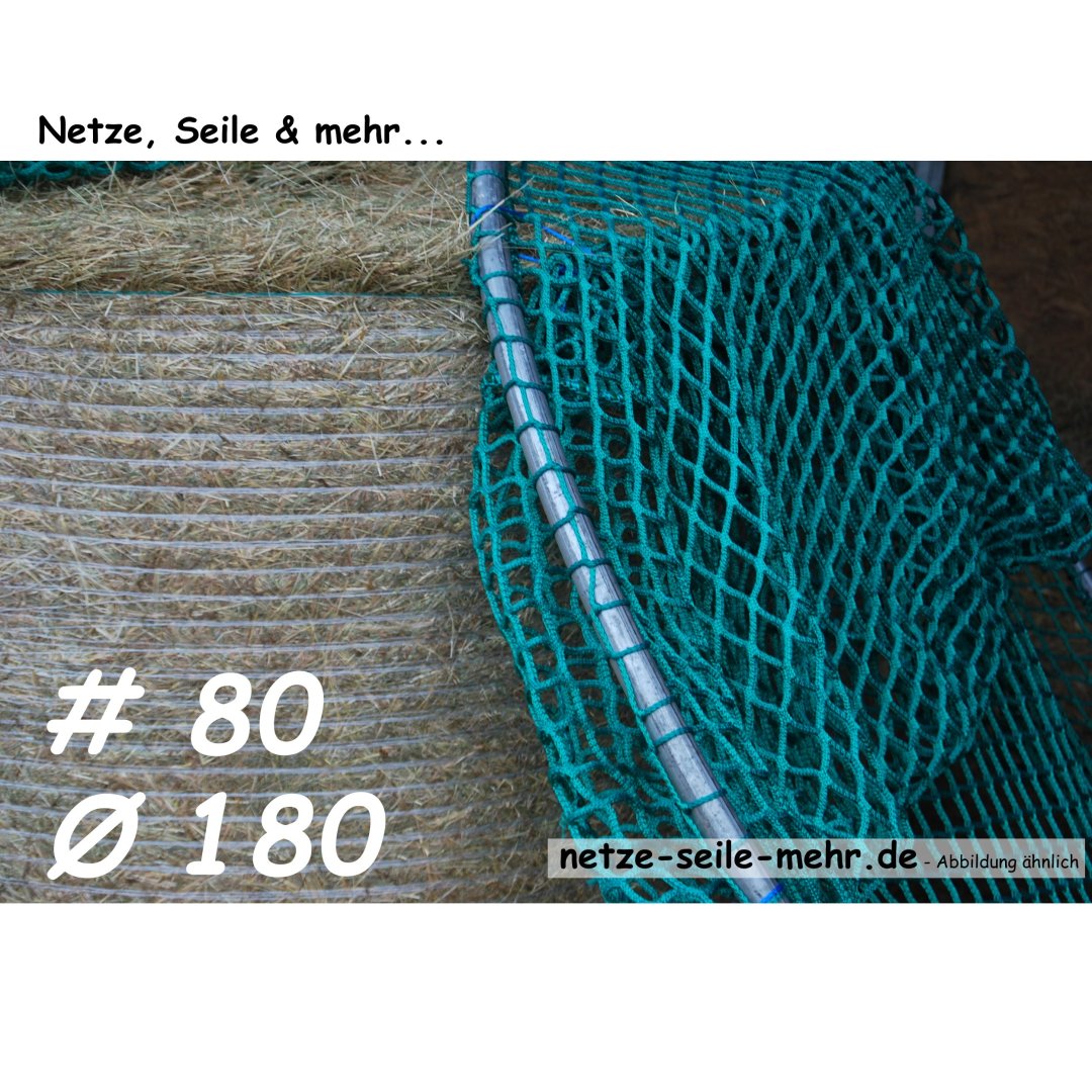 Hay net for round bales, 180 cm diameter, height 120cm, Ø 5 mm twine, # 80 mm mesh size.