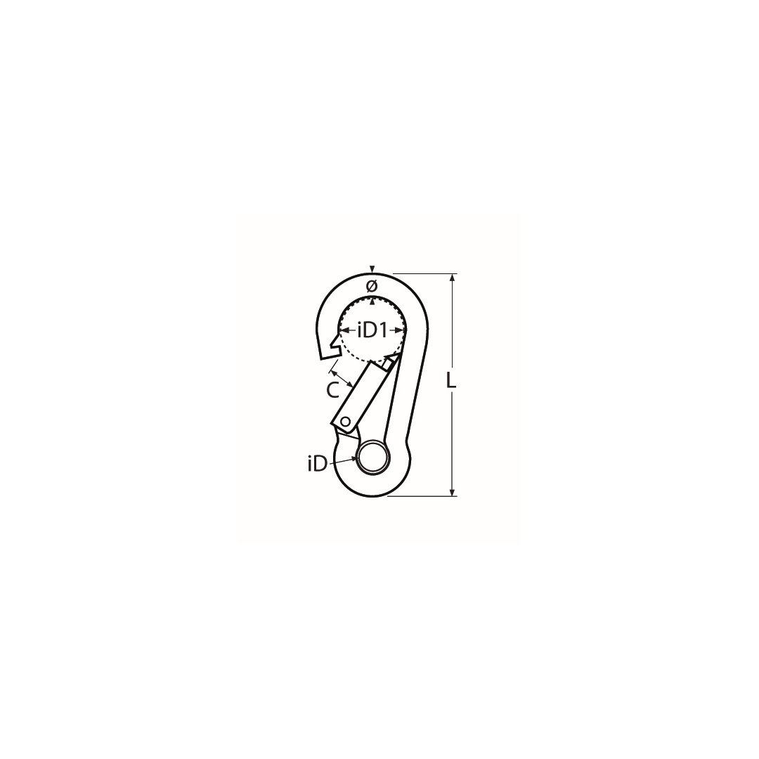 10 STCK / PCS. Karabinerhaken mit Kausche A4  8x80mm