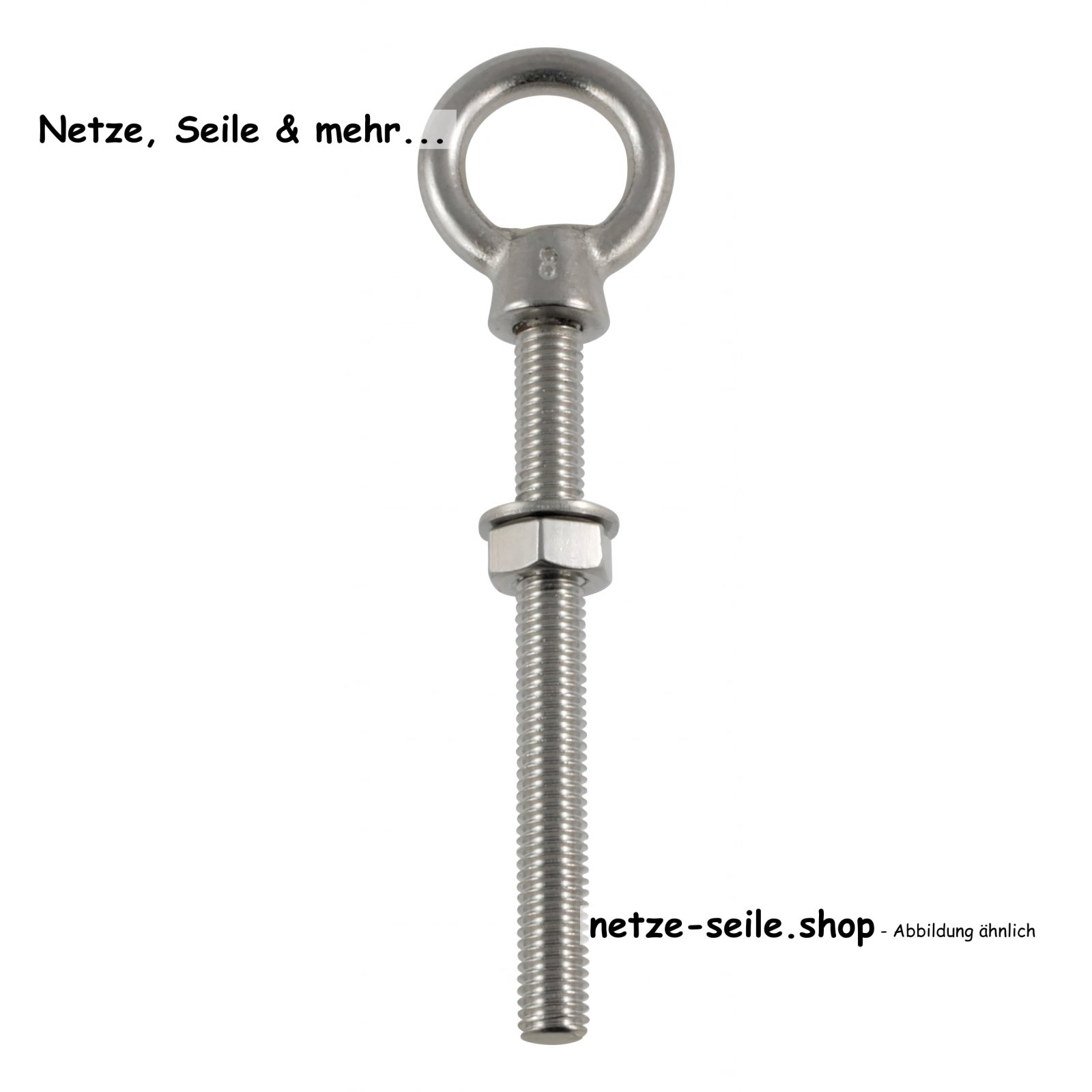 20 STCK / PCS. Eye bolt with metr. thread A4  M8x80mm full thread