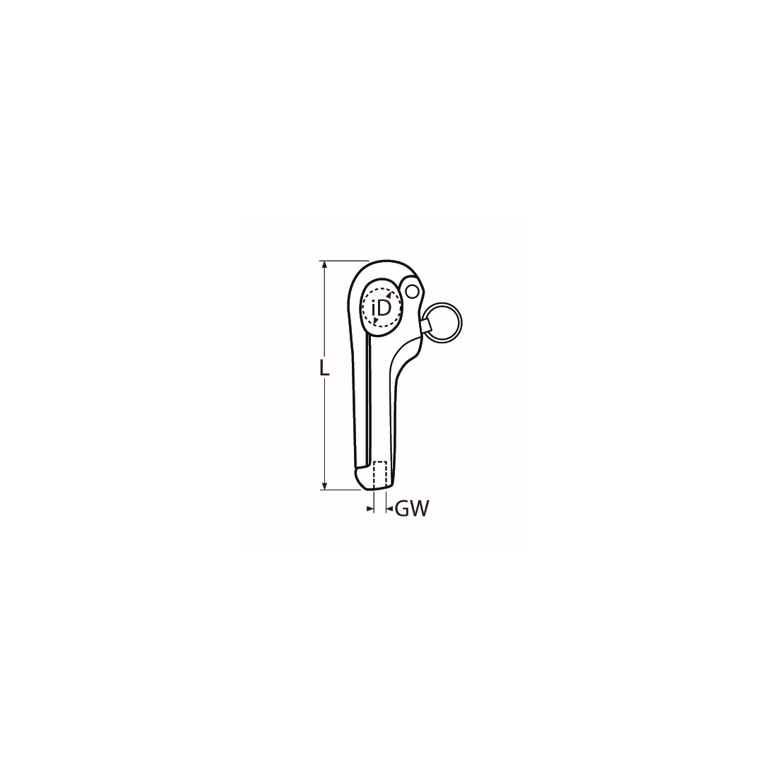 Pelican hook with internal thread A4  M10, lenght 144mm