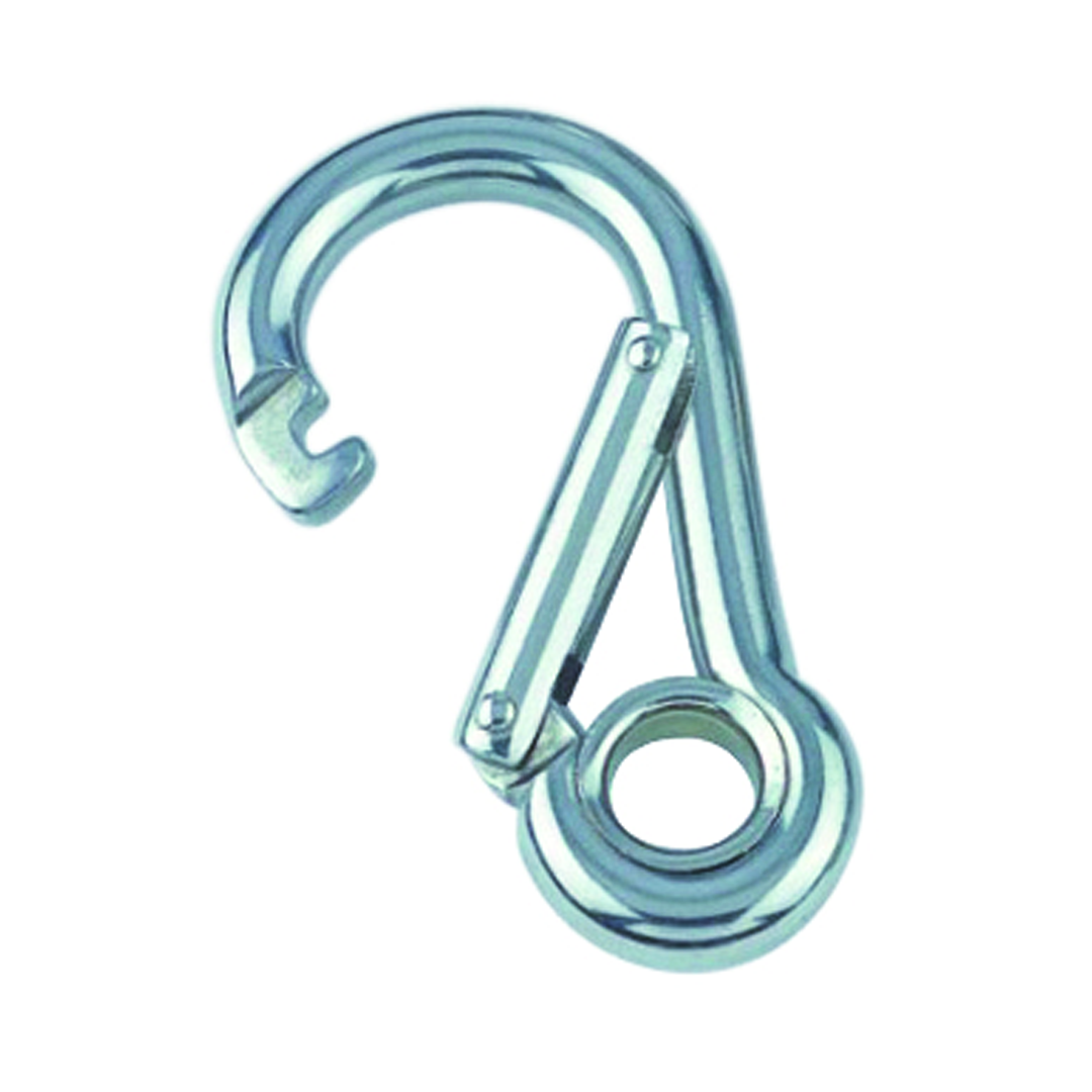 10 STCK / PCS. Spring hook with wide opening and eyelet A4  8x80mm