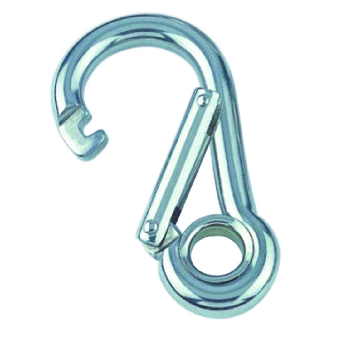 Spring hook with wide opening and eyelet A4  10x100mm