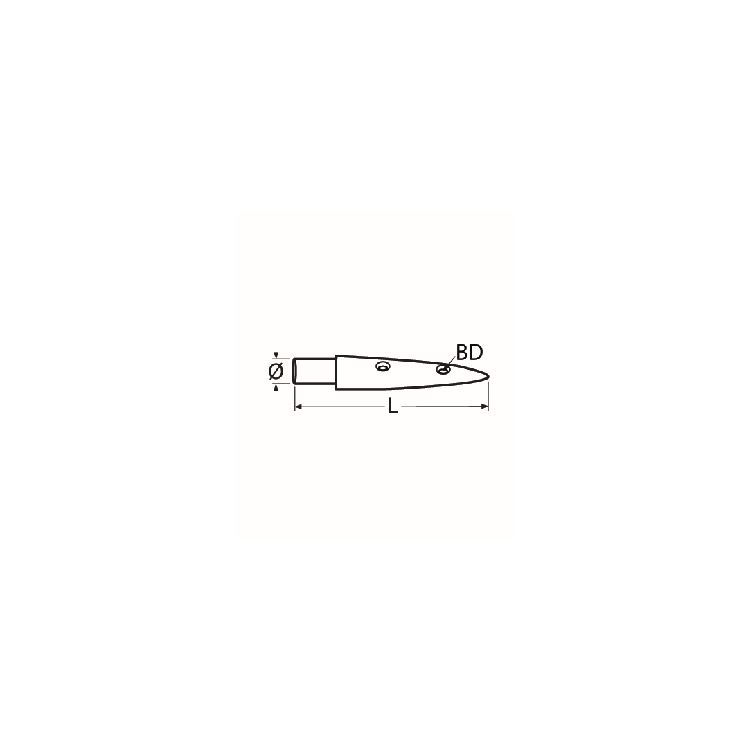 Handlaufendstück, 5,5° A4  140mm, für Rohr 22x1,5mm