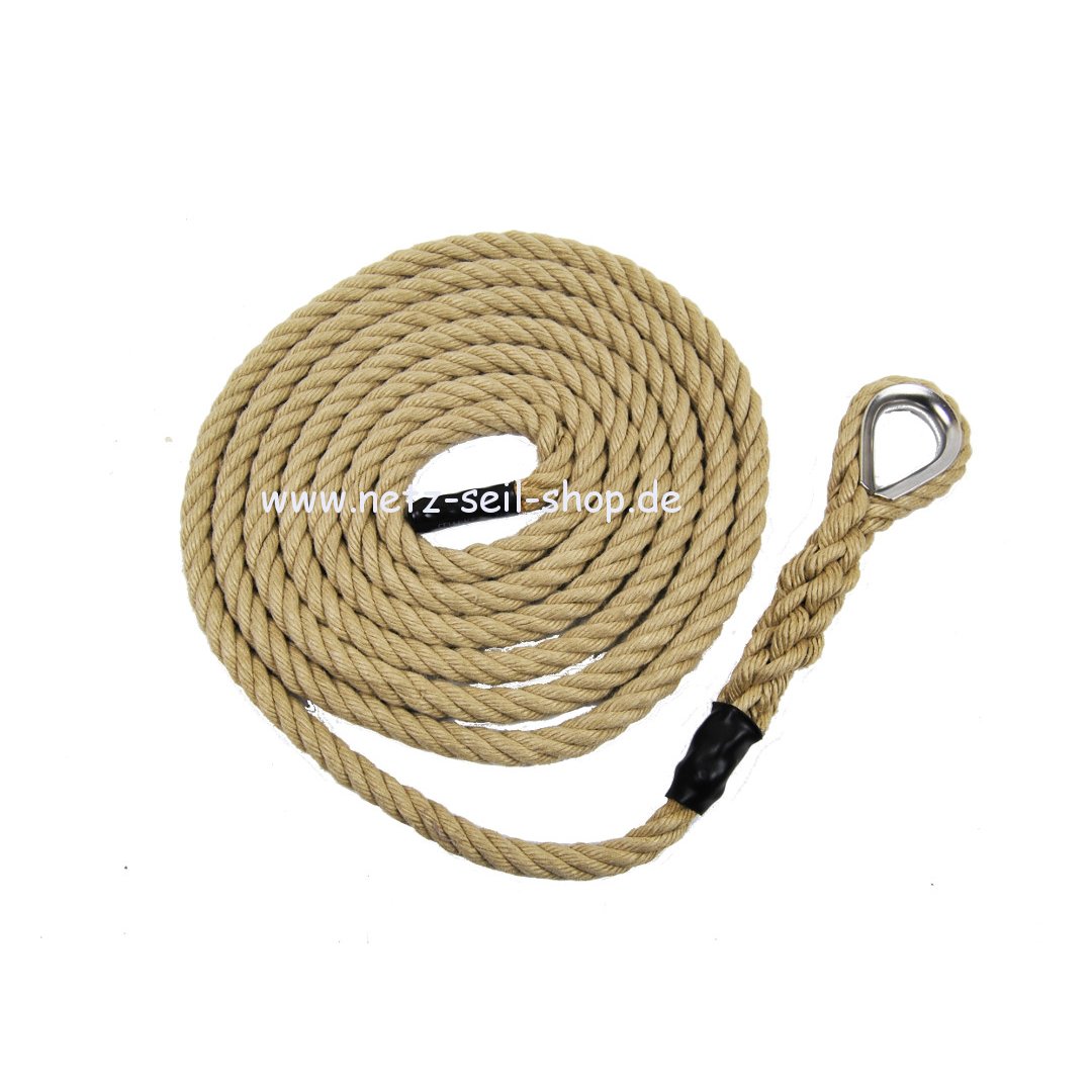 Klimtouw PP gesponnen vezeltouw - hennepkleurig - Ø 20 mm, één knoop om de 50cm