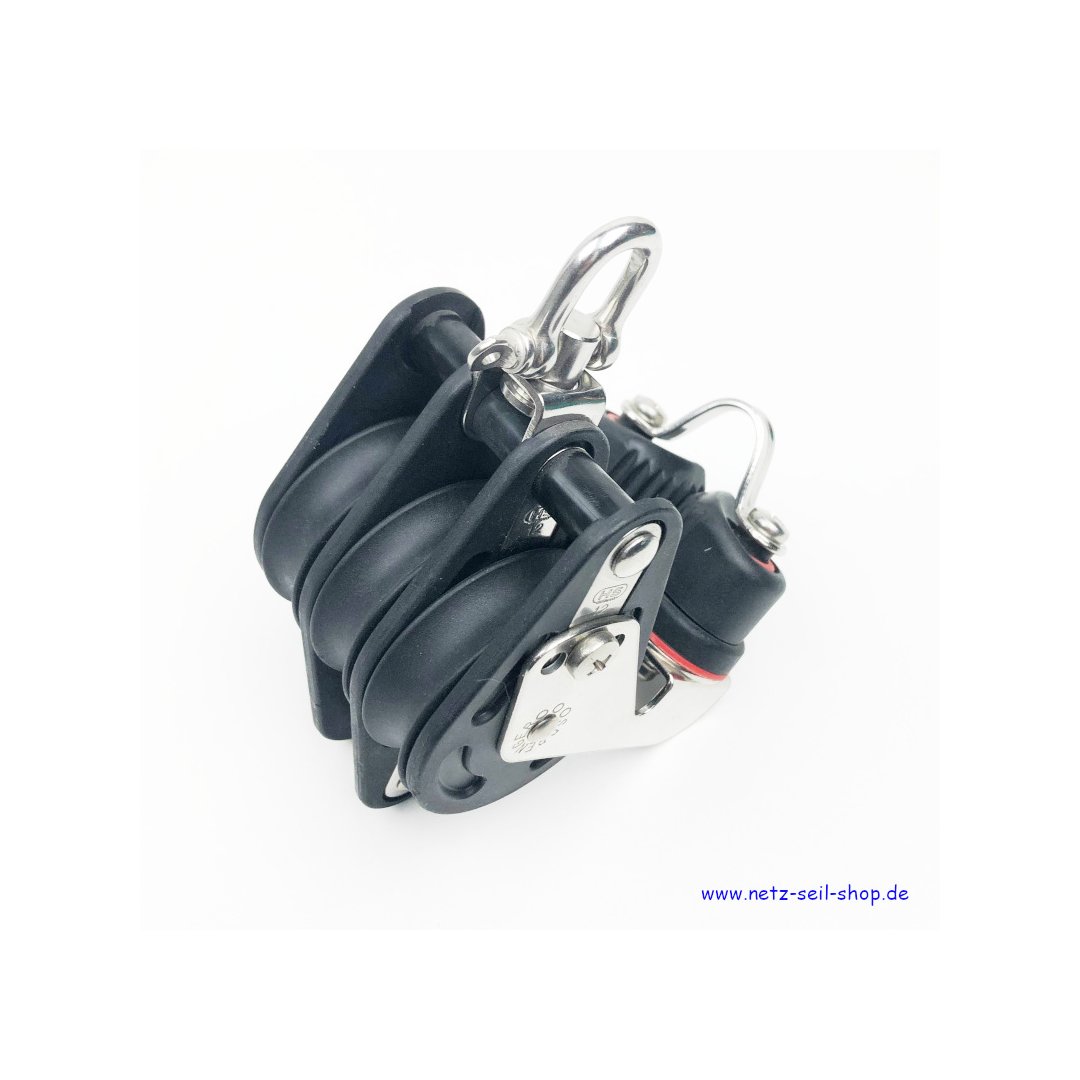 GROSSSCHOTBLOCK 12 MM, 3 ROLLEN MIT KLEMME, HUNDSFOTT,...