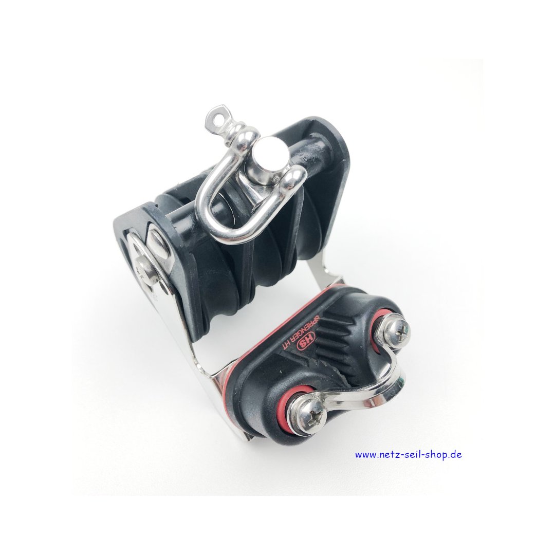 GROSSSCHOTBLOCK 12 MM, 3 ROLLEN MIT KLEMME, HUNDSFOTT, BÜGEL