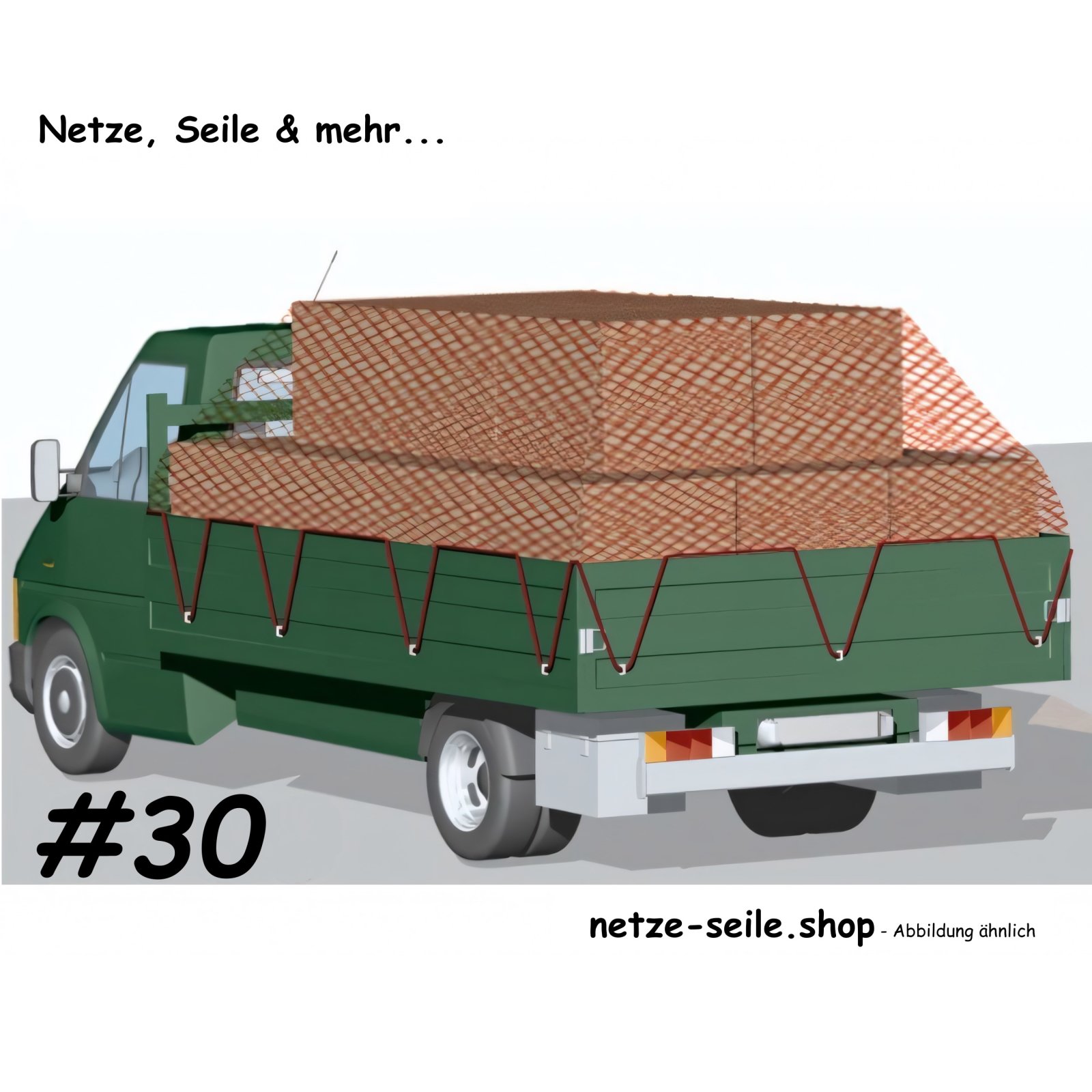 Ladungssicherung auf Maß - PP-Netz knotenlos # 30 mm Maschenweite Ø 5 mm Garnstärke