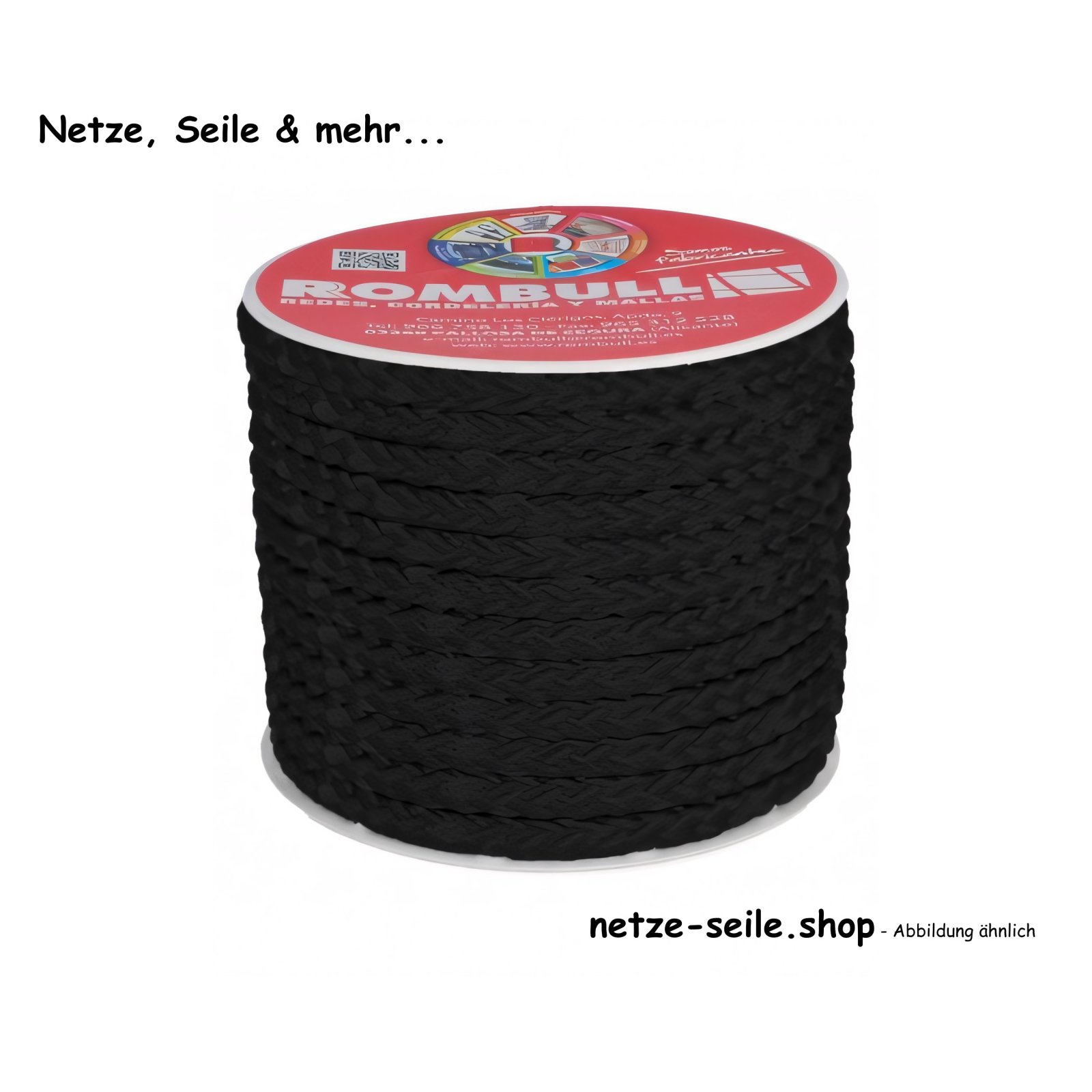 PES-Doppelgeflecht Ø 10mm Durchmesser, Farbe schwarz 25 Meter