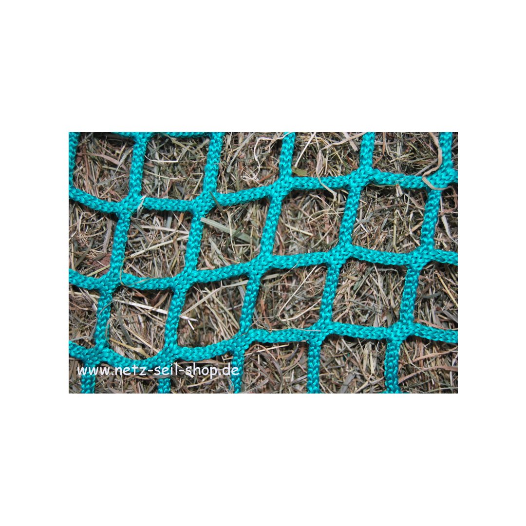 Heunetz für Rundballen, 160 cm Durchmesser, Höhe 120cm,  Ø 5 mm Garn, # 38 mm Maschenweite mit PE-Ring inkl. Sand für Ringbefüllung