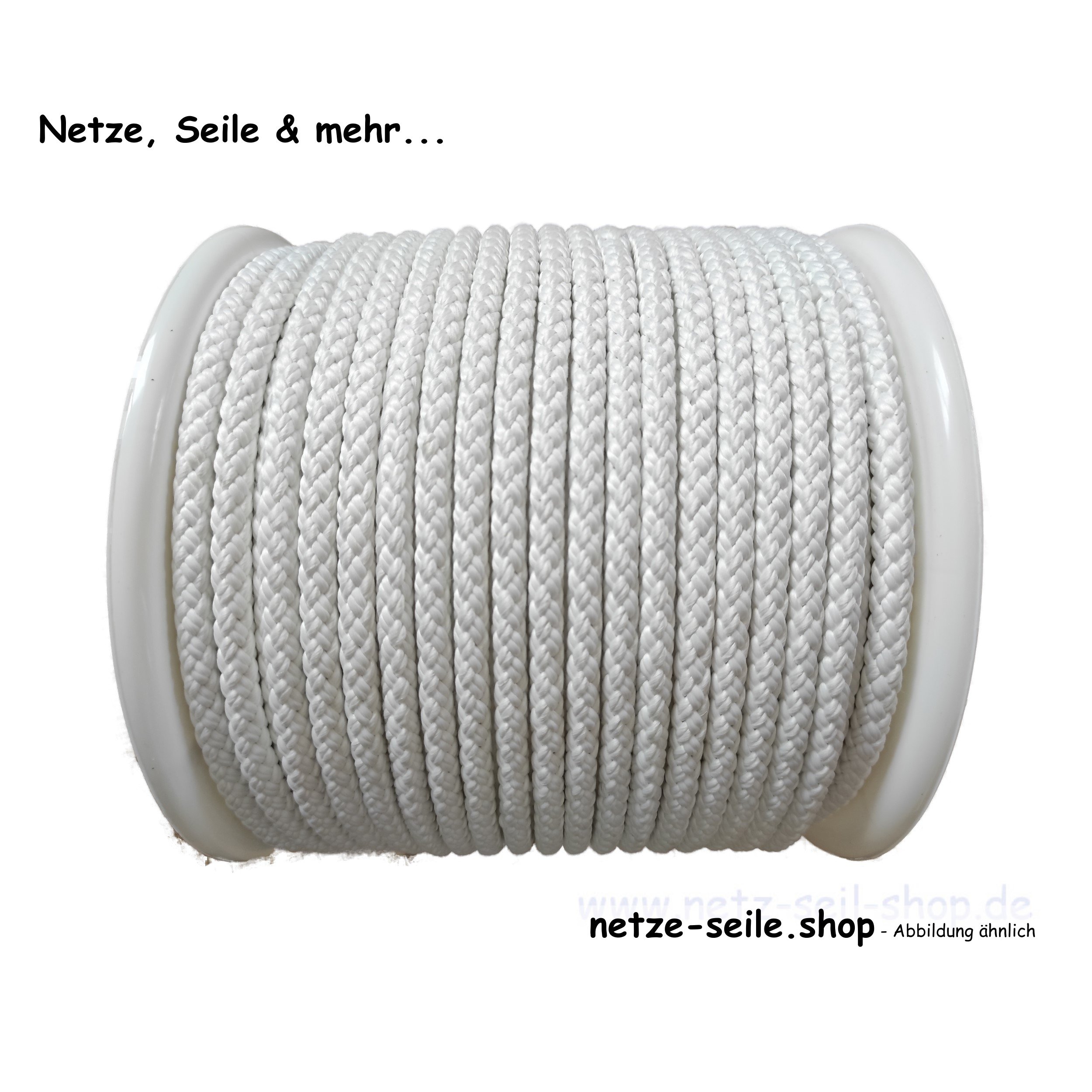 Corde en nylon tressée avec noyau Ø 10mm, longueur 100m, couleur blanche