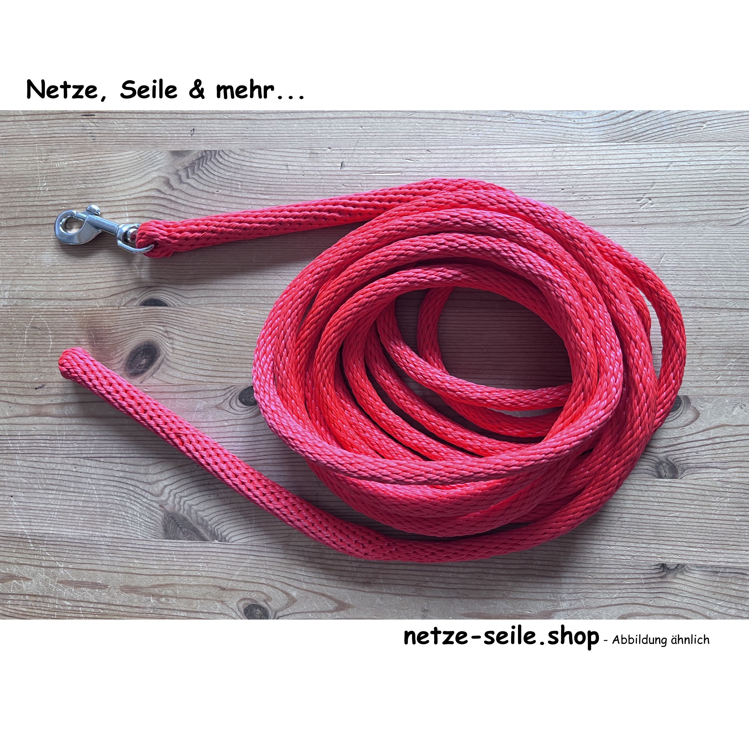 Dog towline made of Ø 10 mm spiral braid with swivel carabiner 3 meters-Red-with wrist strap