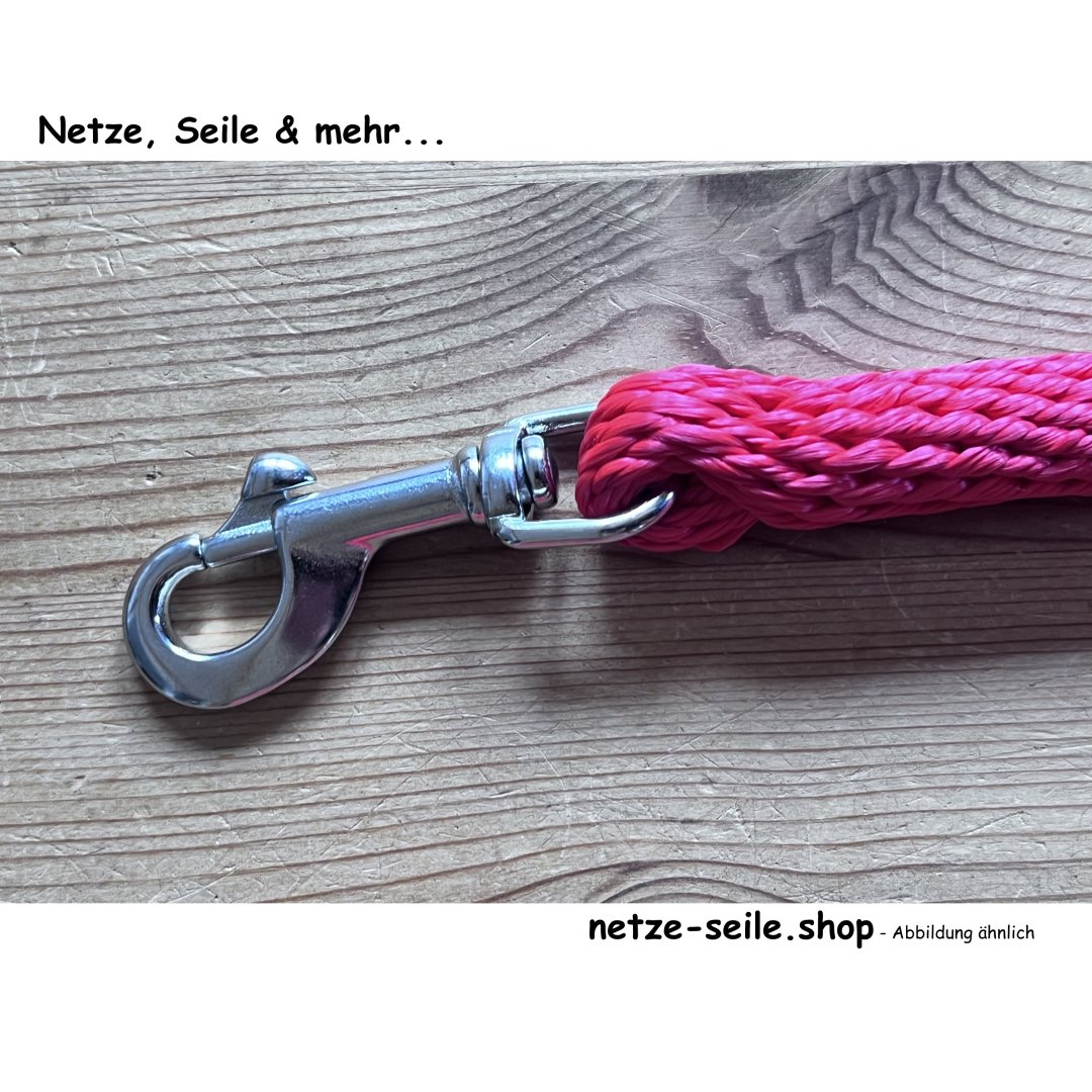 Dog towline made of Ø 10 mm spiral braid with swivel carabiner 8 metres-Blue -without wrist strap