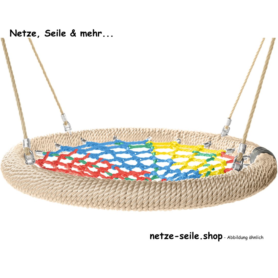 Nest Schommel Schwalbennest Ø 100 cm Ring Beige * Net Kleurrijk * Touw -Beige