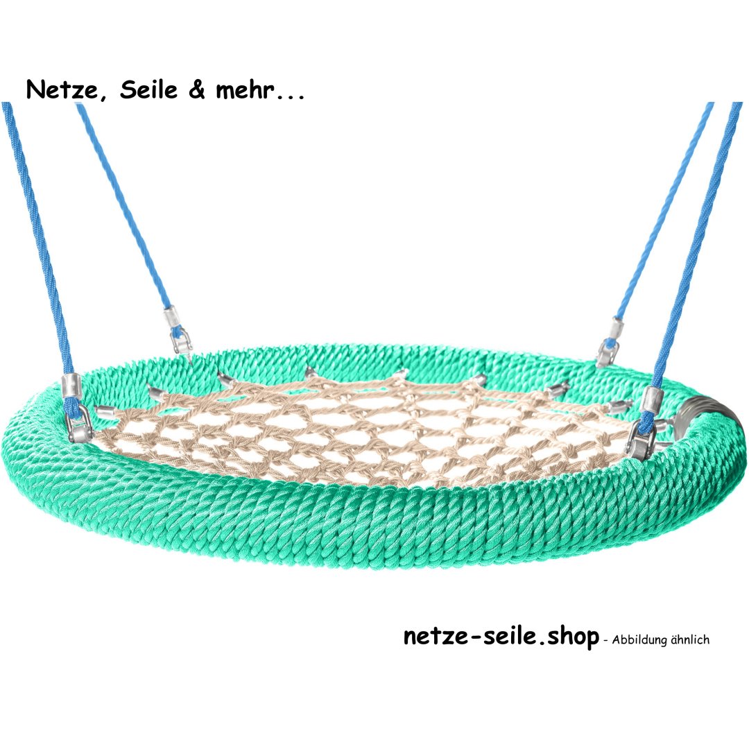 Nestschaukel Schwalbennest Ø 100 cm Ring Grün * Netz Beige * Seil Blau