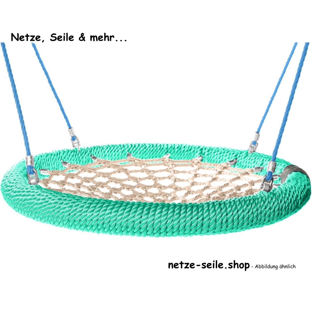 Nestschaukel Schwalbennest Ø 100 cm Ring Grün * Netz Beige * Seil Blau