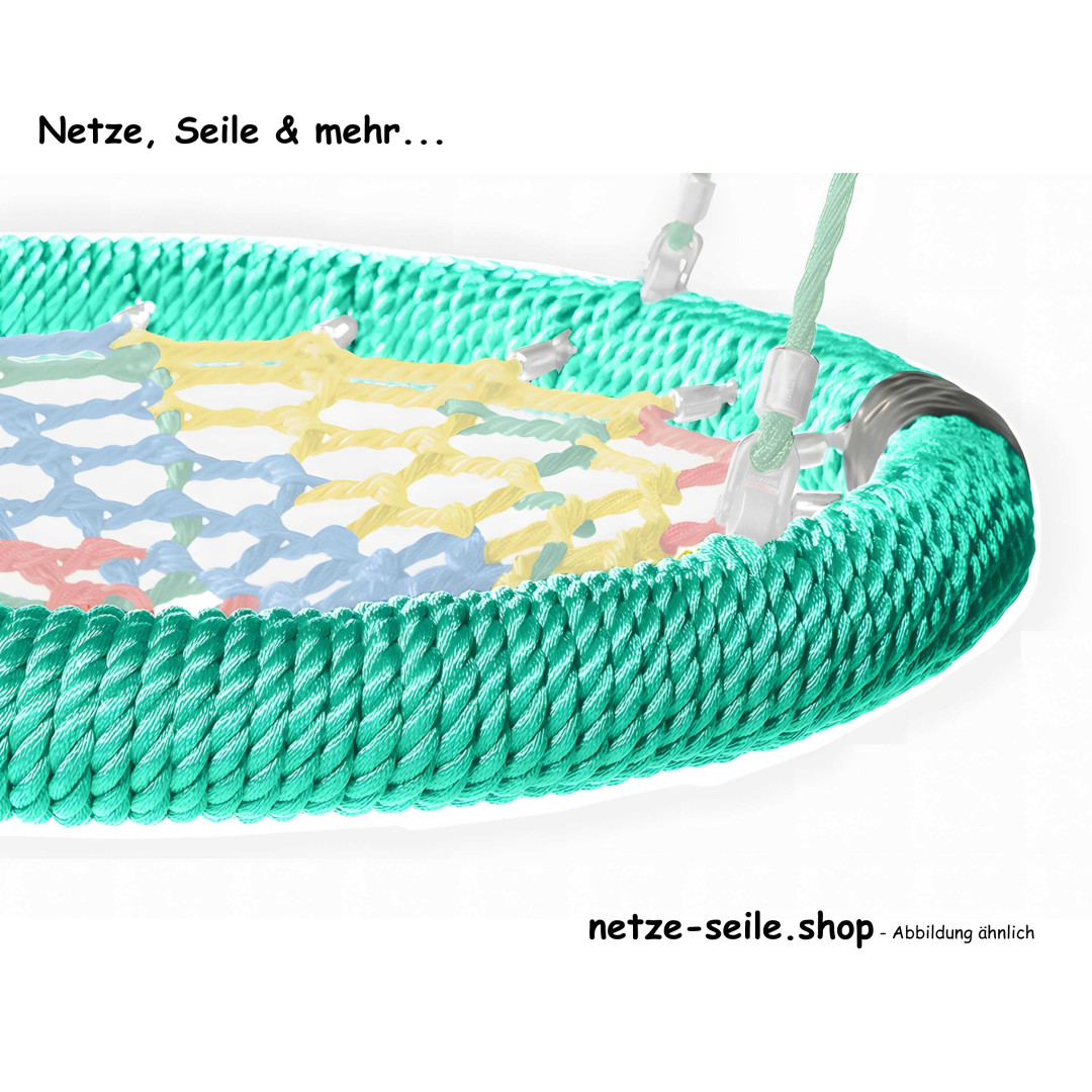 Nestschaukel Schwalbennest Ø 100 cm Ring Grün * Netz Beige * Seil Blau