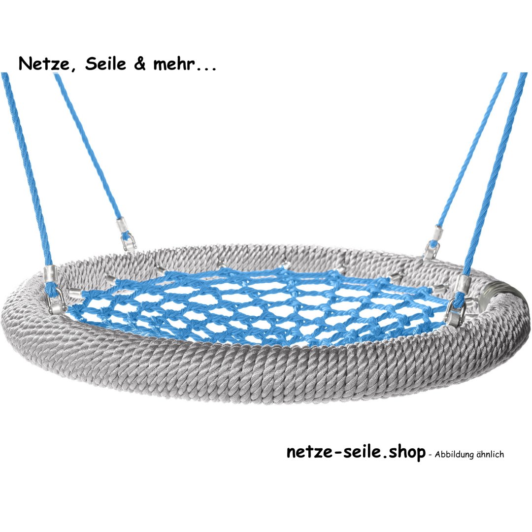 Nestschaukel Schwalbennest Ø 100 cm Ring Silber /Grau * Netz Blau * Seil Blau