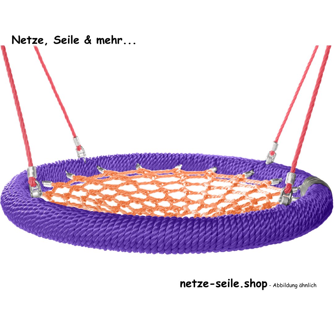 Nestschaukel Schwalbennest Ø 100 cm Ring Violett * Netz Orange * Seil Rot