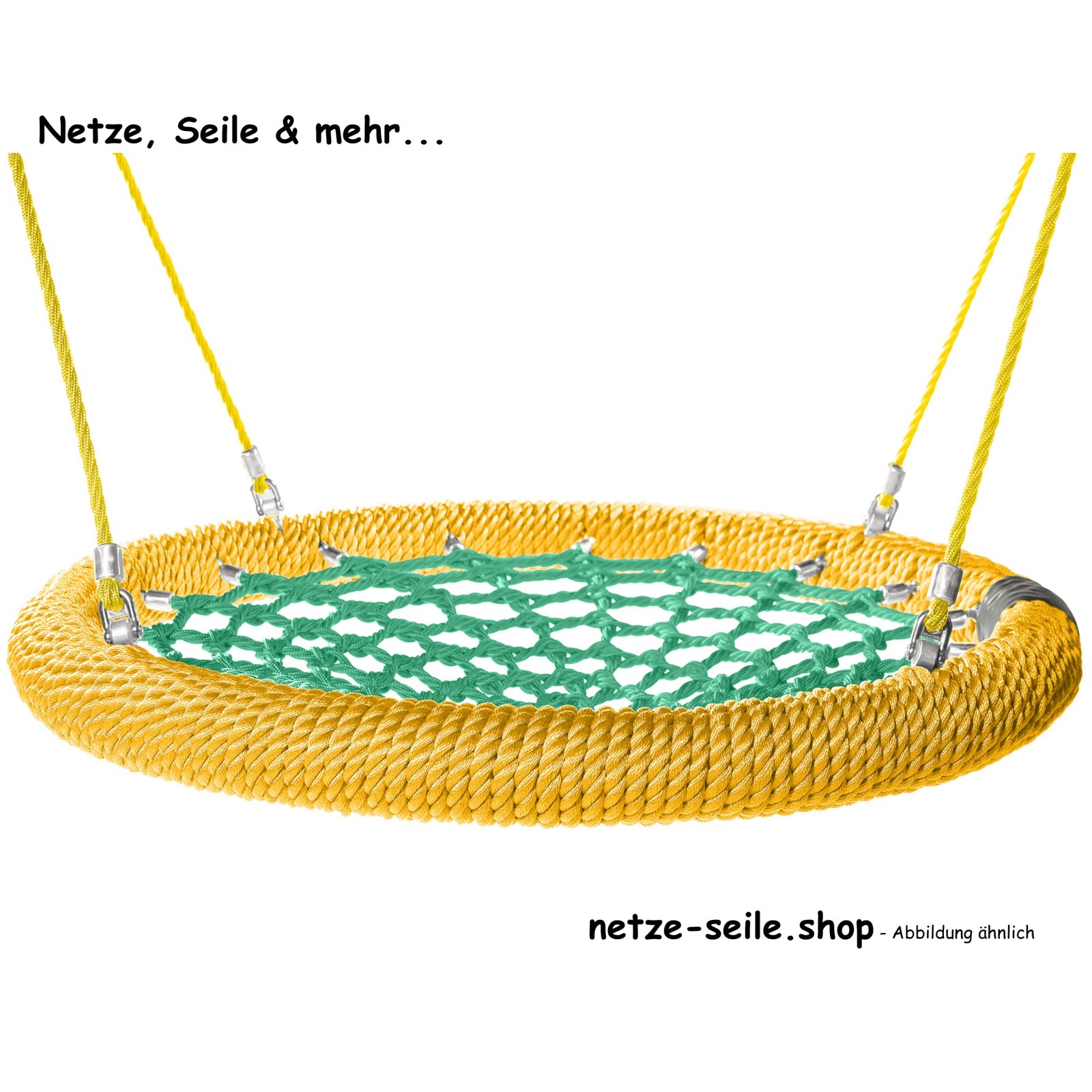 Nest schommel Musnest  Ø 100 cm  * Ring  Geel * Net Groen * Touw Geel