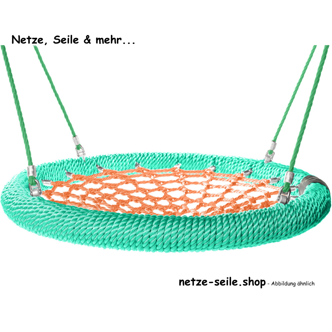 Nestschaukel Spatzennest  Ø 100 cm  * Ring Grün * Netz Orange * Seil Grün