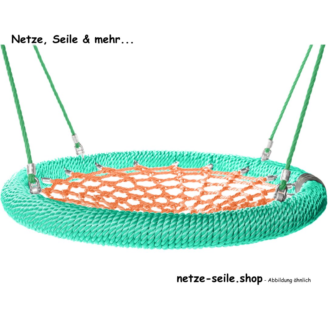 Nestschaukel Spatzennest  Ø 100 cm  * Ring Grün * Netz Orange * Seil Grün
