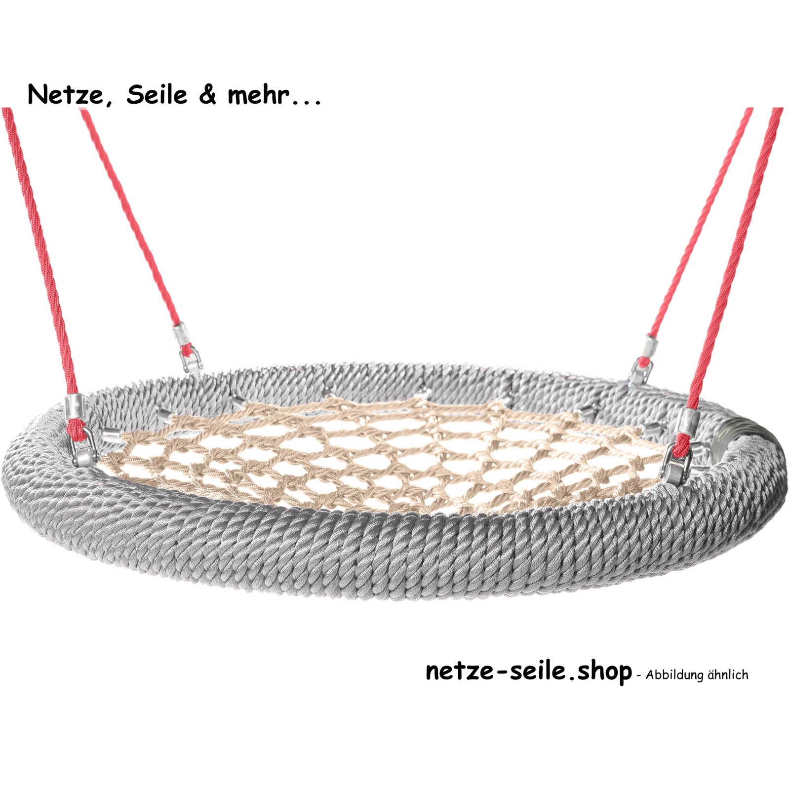 Nest swing Sparrows Nest Ø 100 cm  * Ring Silver * Net Beige * Rope Red