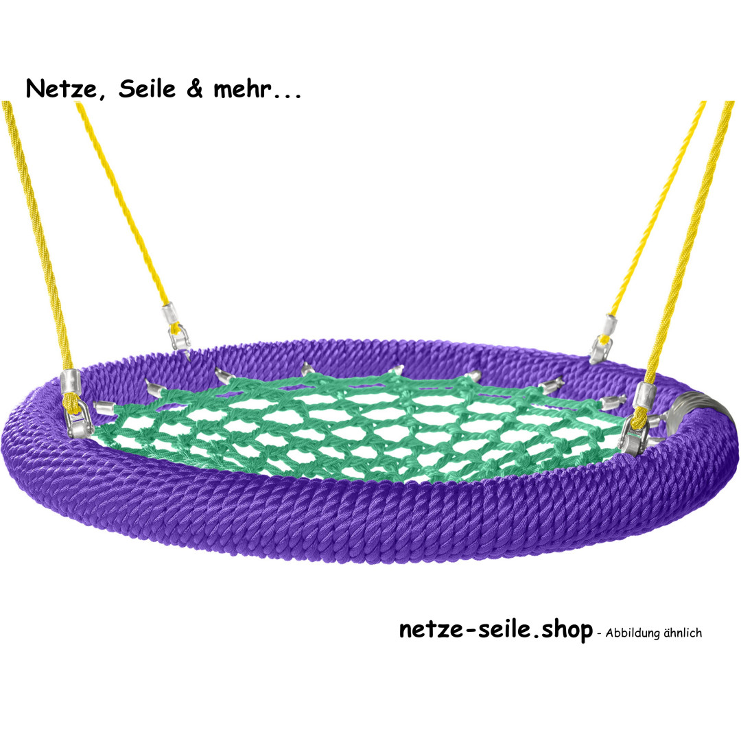 Nest schommel Musnest  Ø 100 cm  * Ring  Paars * Net Groen * Touw Geel