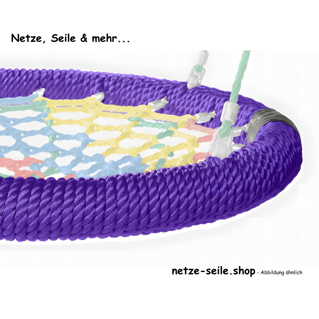 Nest schommel Musnest  Ø 100 cm  * Ring  Paars * Net Groen * Touw Geel