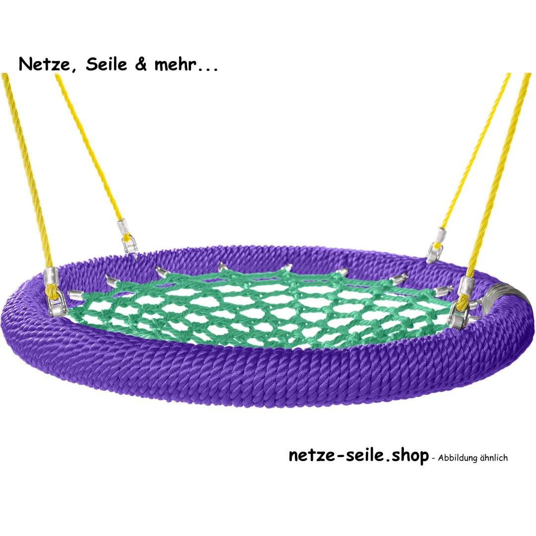 Nest schommel Musnest  Ø 100 cm  * Ring  Paars * Net Groen * Touw Geel