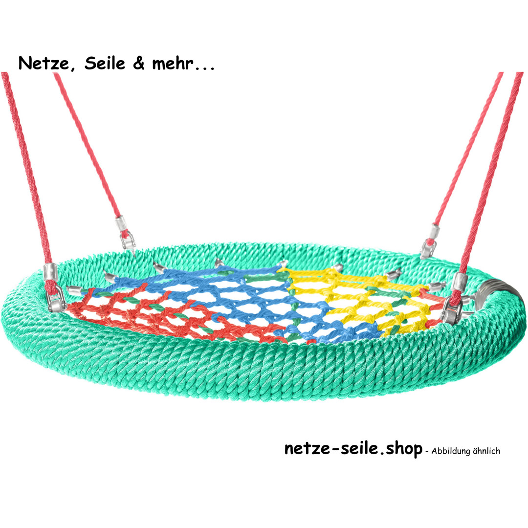 Schommel kuikennest Ø 120 cm * Ring  Groen * Net Kleurrijk * Touw Rood