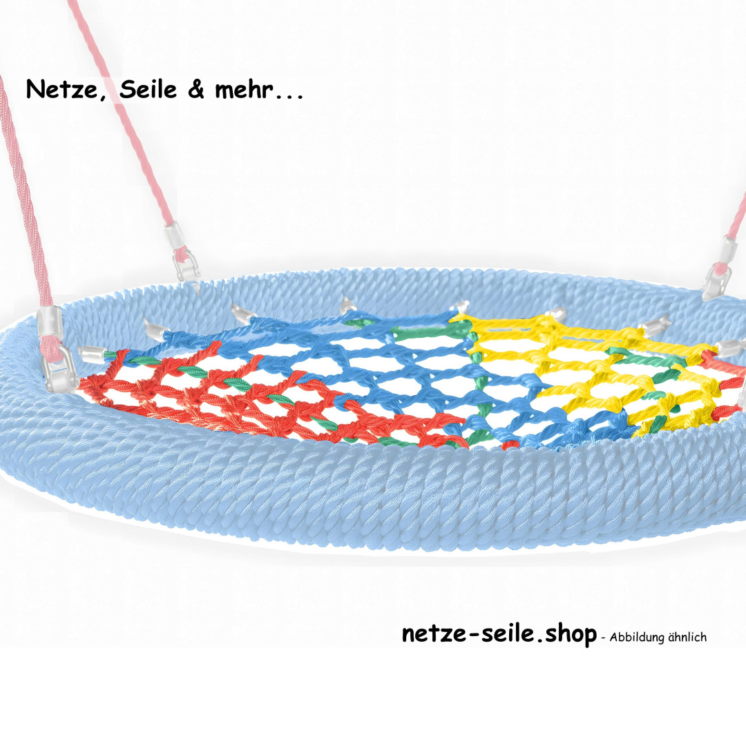 Schommel kuikennest Ø 120 cm * Ring  Groen * Net Kleurrijk * Touw Rood