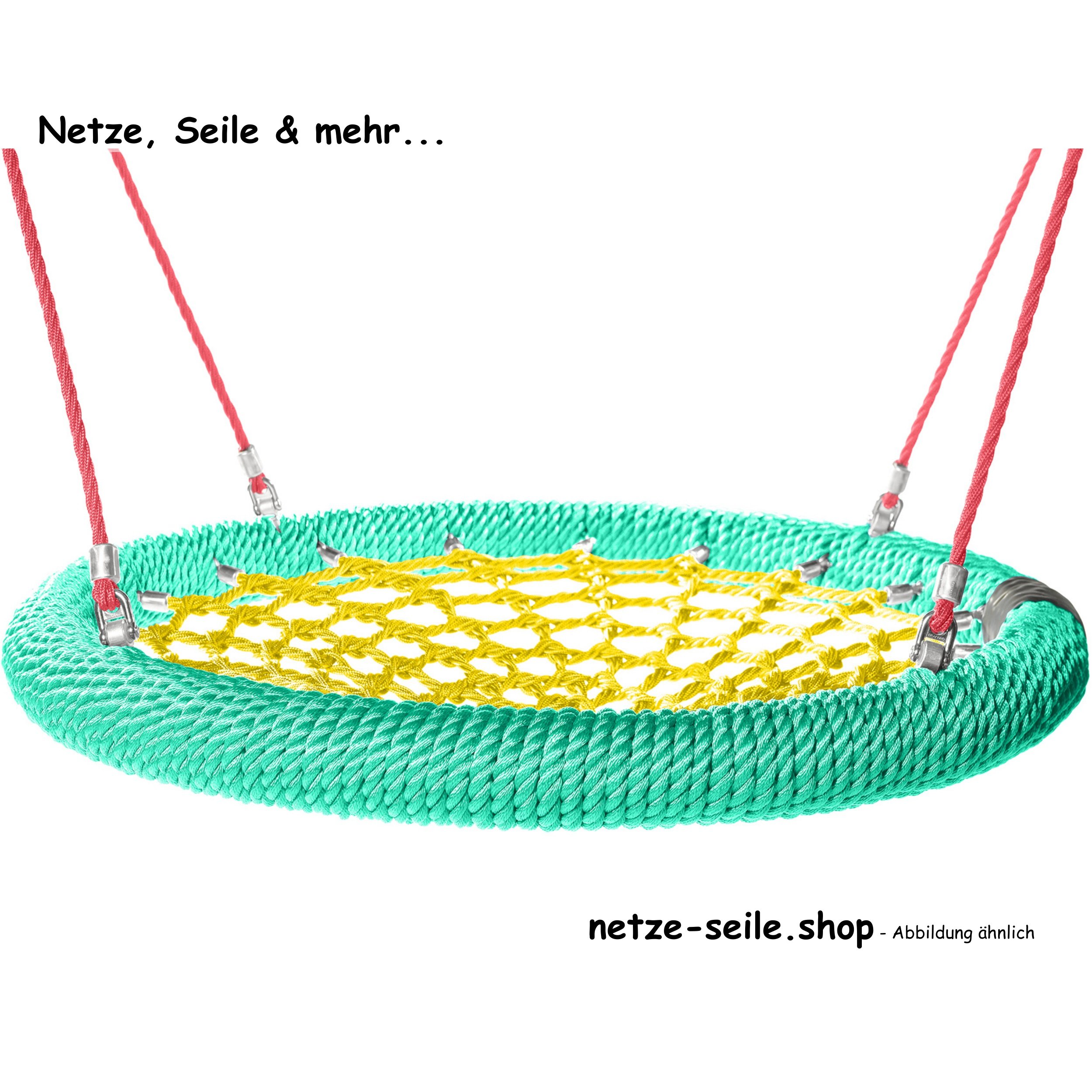 Nestschaukel Kükennest Ø 120 cm * Ring Grün * Netz Gelb * Seil Rot