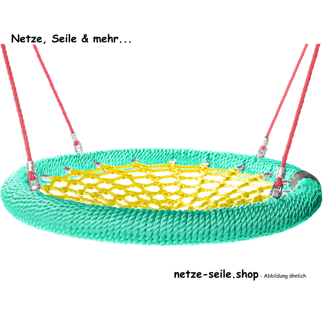 Nestschaukel Kükennest Ø 120 cm * Ring Grün * Netz Gelb * Seil Rot