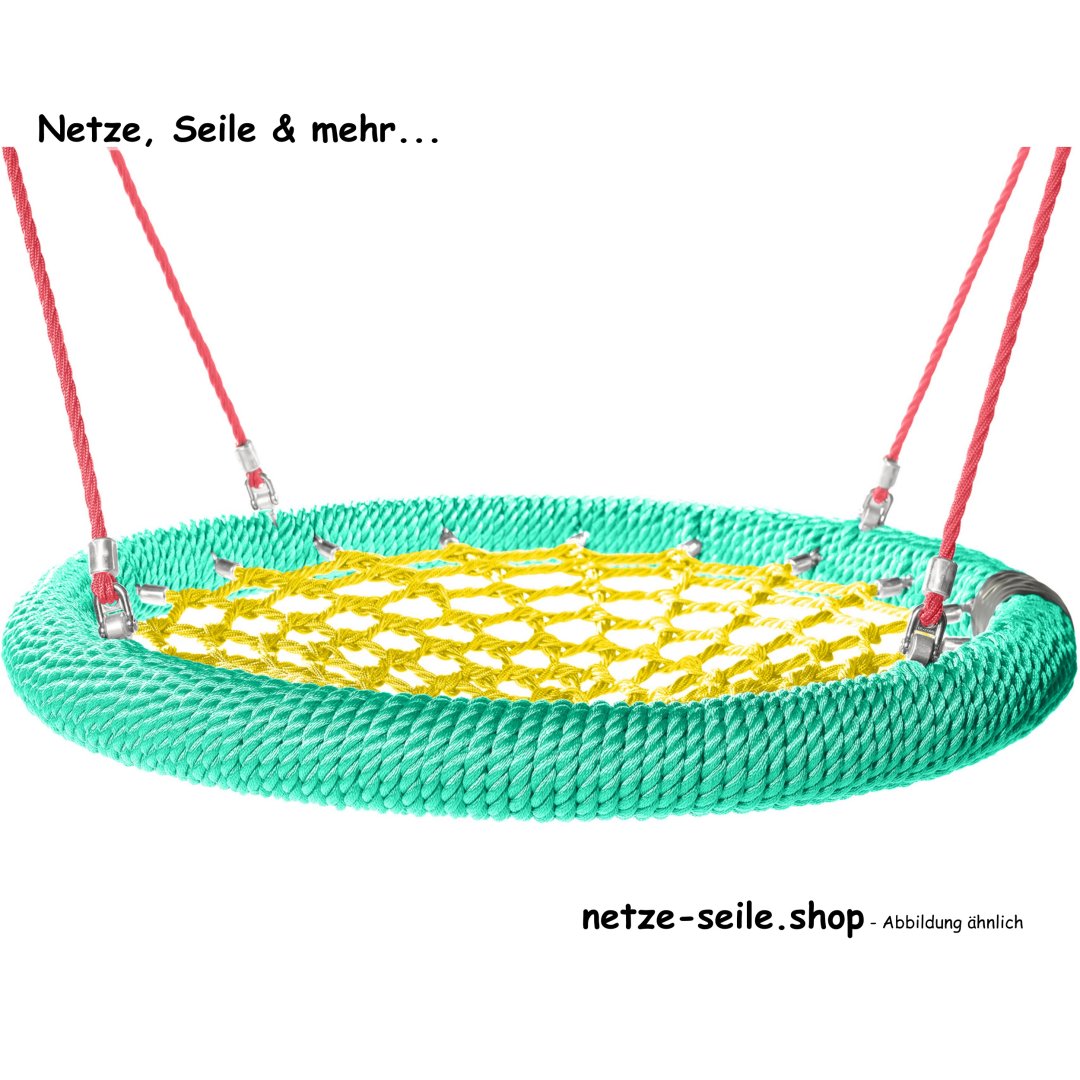 Nestschaukel Kükennest Ø 120 cm * Ring Grün * Netz Gelb * Seil Rot