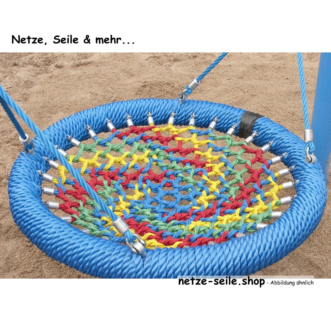 Nestschaukel Kükennest Ø 120 cm * Ring Schwarz * Netz Rot * Seil Beige