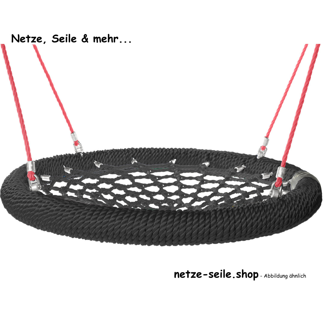 Schommel kuikennest Ø 120 cm * Ring  Zwart * Net Zwart * Touw Rood