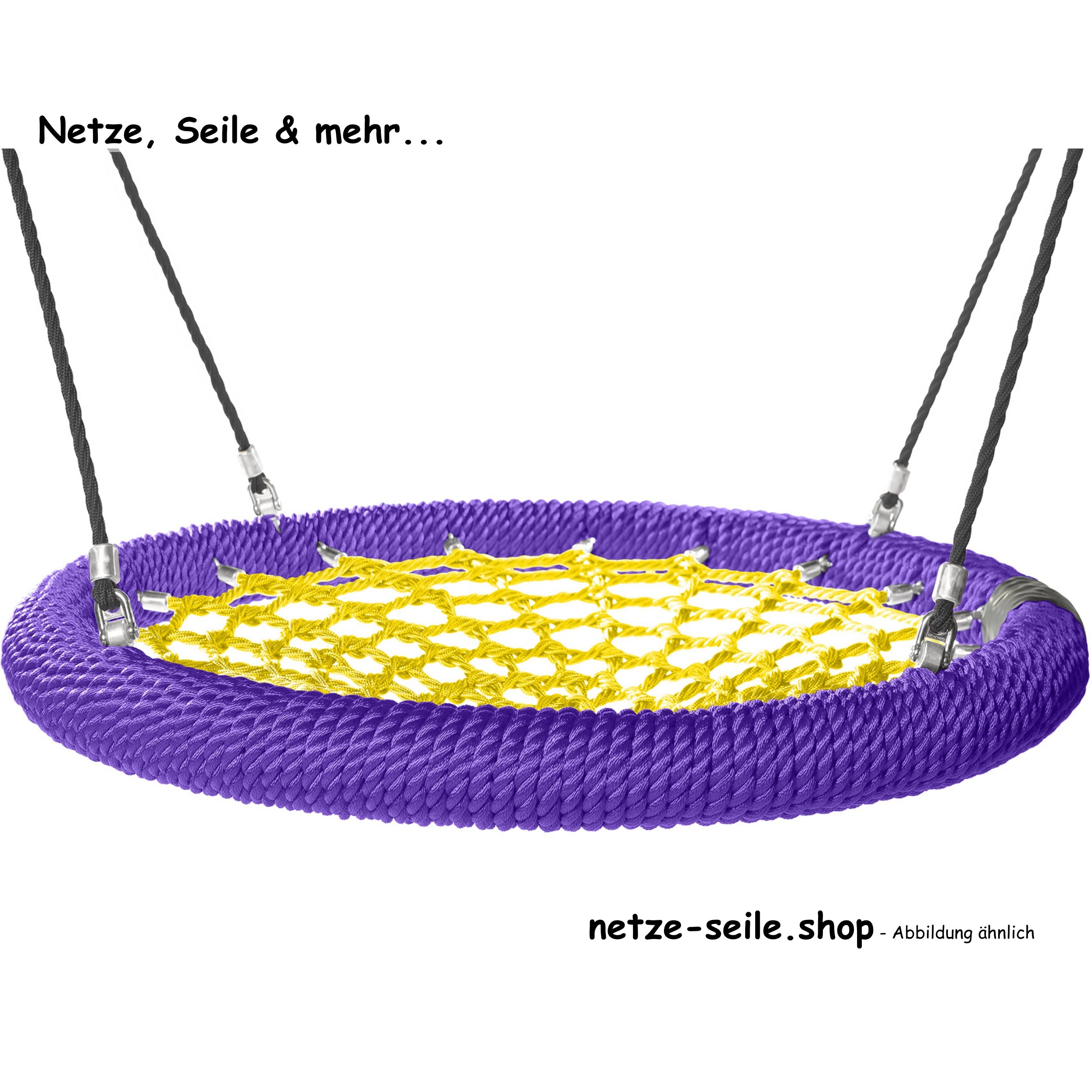 Balançoire nid doiseau poussin Ø 120 cm * Bague Violet * Filet Jaune * Corde Noir