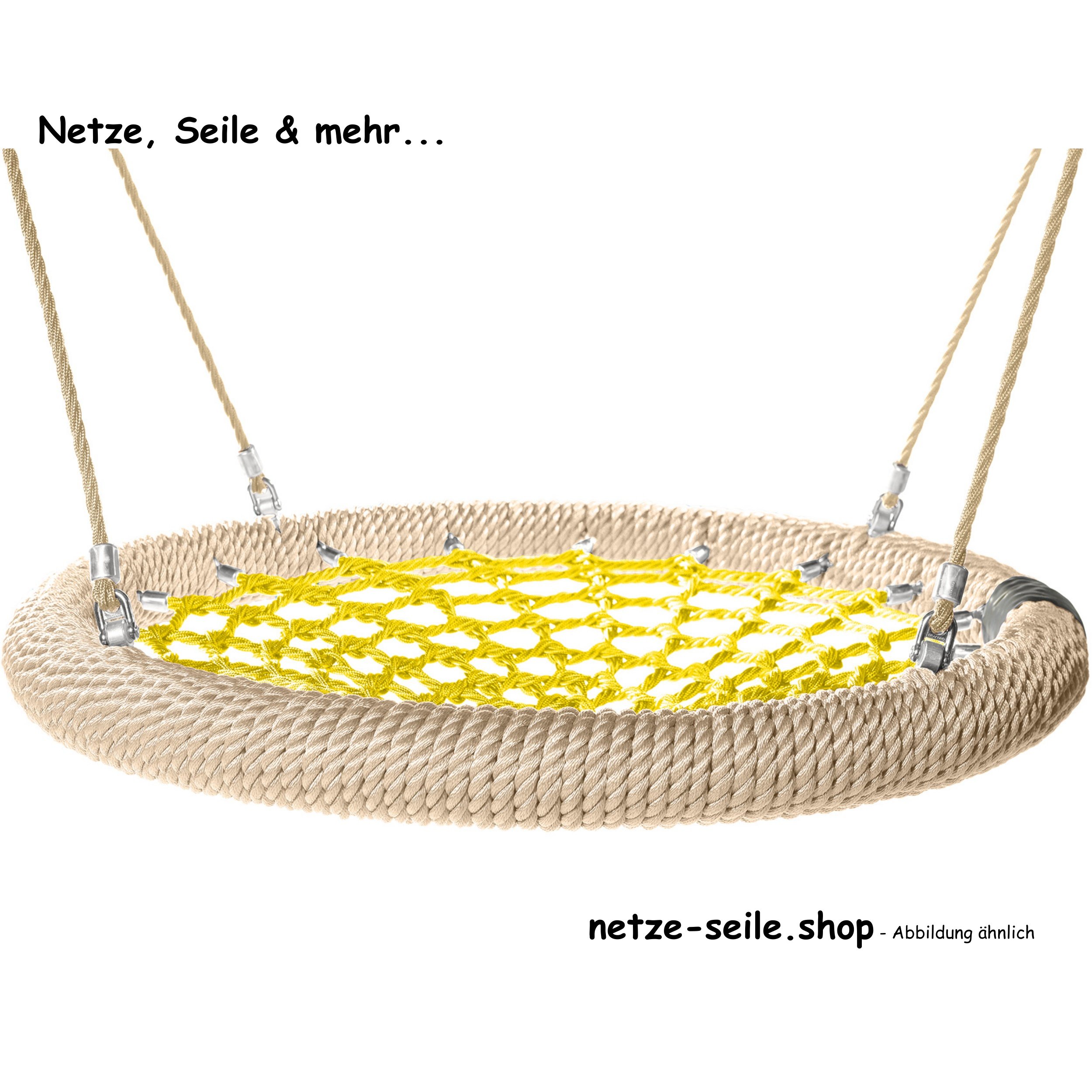 Nestschaukel Storchennest Ø 120 cm * Ring Beige * Netz Gelb * Seil Beige