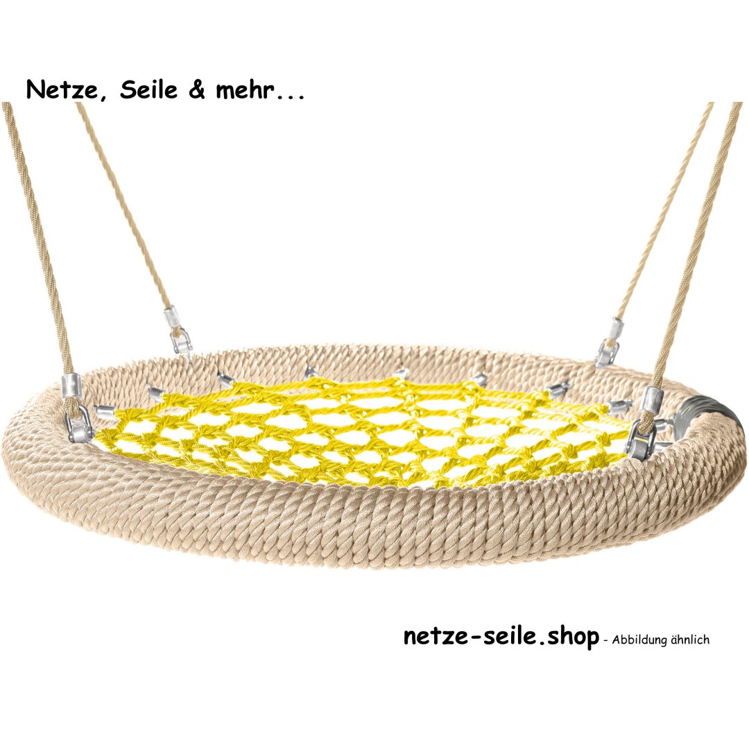 Nestschaukel Storchennest Ø 120 cm * Ring Beige * Netz Gelb * Seil Beige