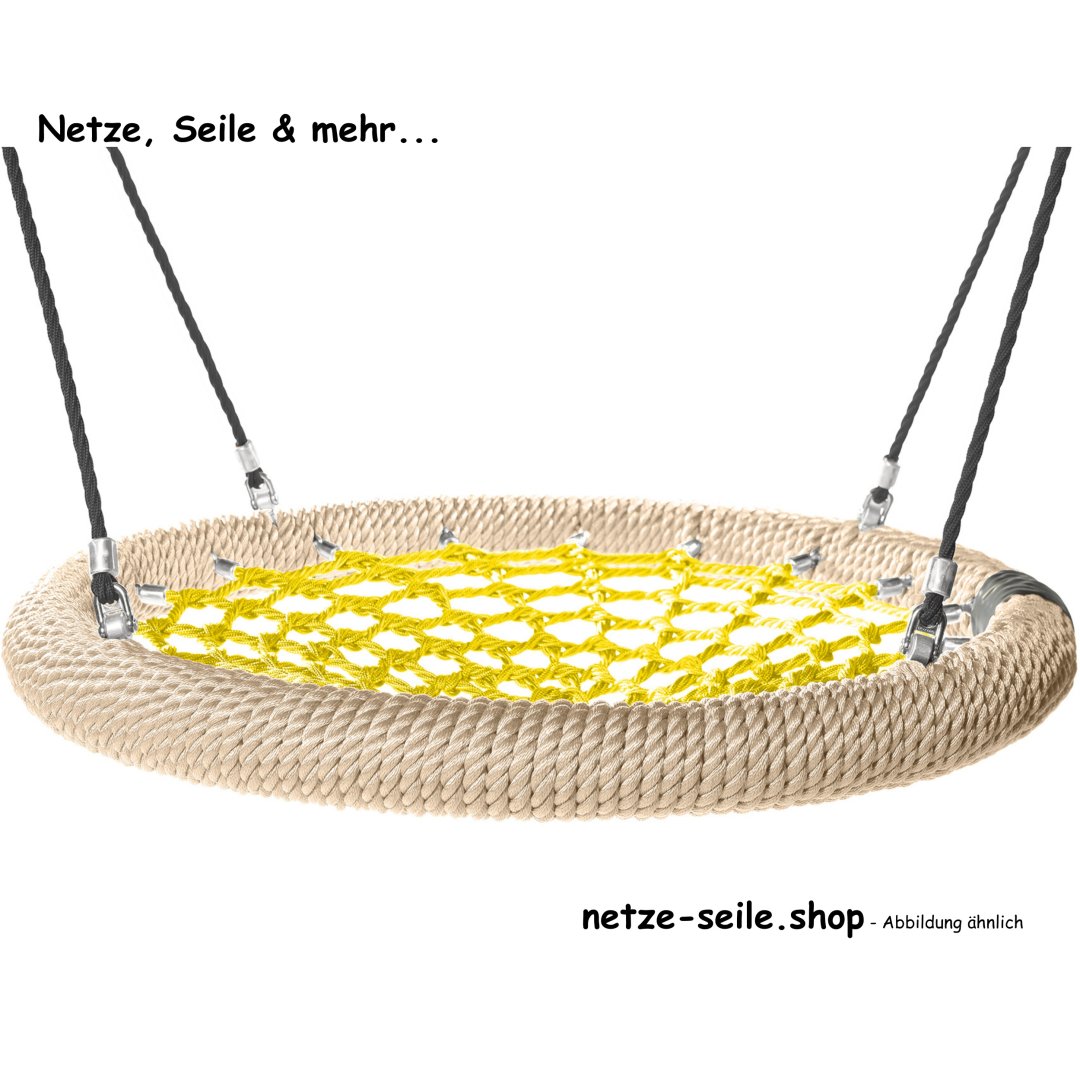 Balançoire nid de cigogne Ø 120 cm * Bague Beige * Filet Jaune * Corde Noir